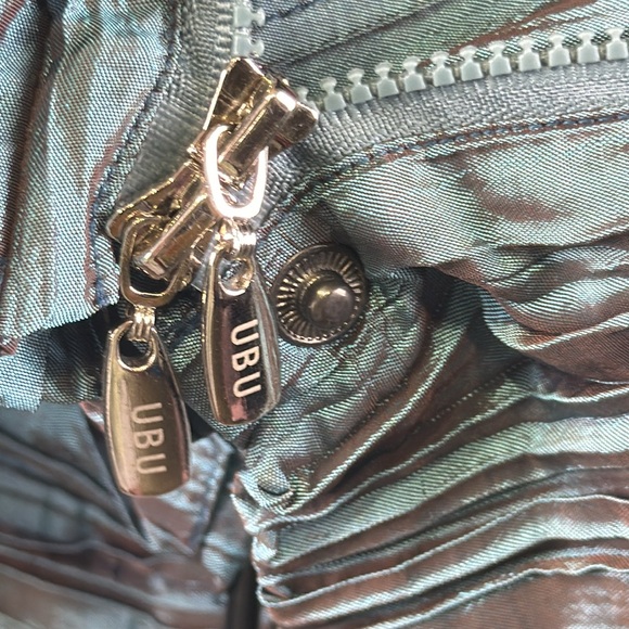 UBU Teal Ruched Pillow Jacket Crinkled Pleated Longline Lightweight Windbreaker - Picture 10 of 15